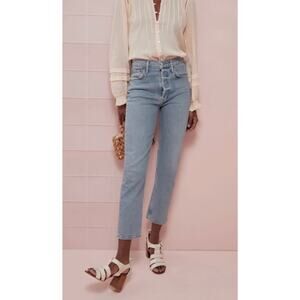 AGOLDE Riley High Rise Straight Crop Jeans in Shiver Size 27 Button Fly